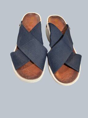 BZees womens DesireSlide Sandal, Navy Blue with White Soles, Size 8.5M, Used but